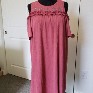 Lauren Conrad Pink Ruffled Cold Shoulder Dress